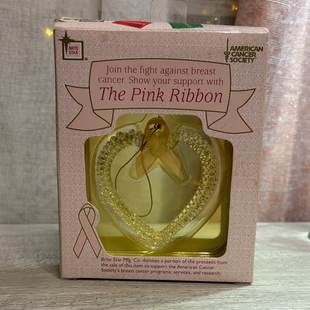 Heart-Shaped Pink Ribbon Ornament